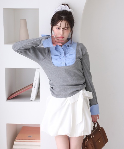 one after another NICE CLAUP tシャツ レイヤードドッキングトップス