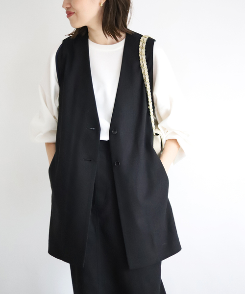 新品 SLOBE IENA ベスト フリーサイズ 新品 SLOBE IENA スローブ イエナ フリルVネックベスト ブラウン