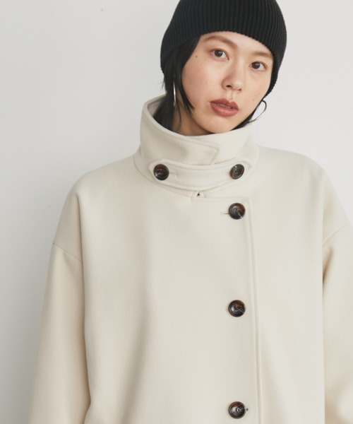「Auntie Rosa Holiday」 ステンカラーコート SMALL ネイビー レディース_画像3