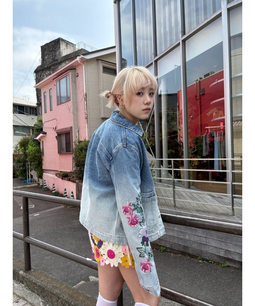 Desigual（デシグアル） デニムジャケット gジャン カラフル花柄刺繍