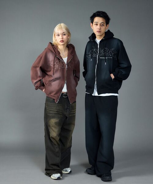 「SEQUENZ」 ジップアップパーカー LARGE ブラック メンズ_画像4