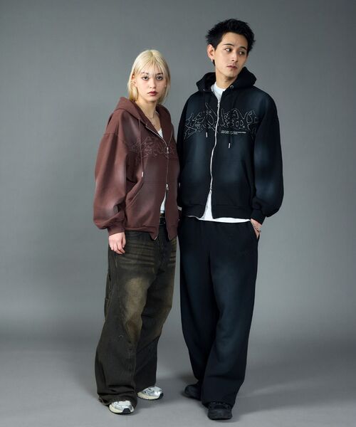 「SEQUENZ」 ジップアップパーカー LARGE ブラック メンズ_画像5