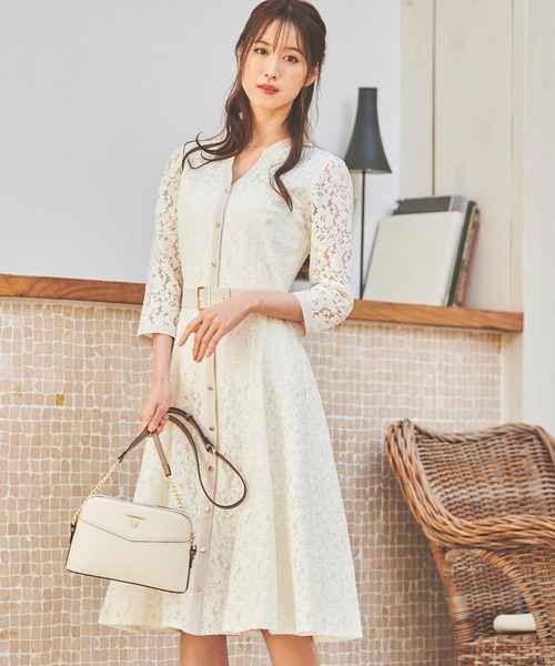 LAISSE PASSE（レッセパッセ） 7分袖ワンピース 38 ベージュ