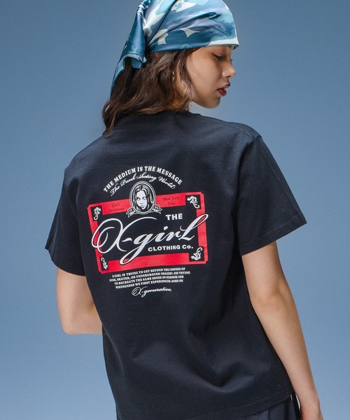X-girl（エックスガール） tシャツ FACE RED LABEL S/S TEE レディース