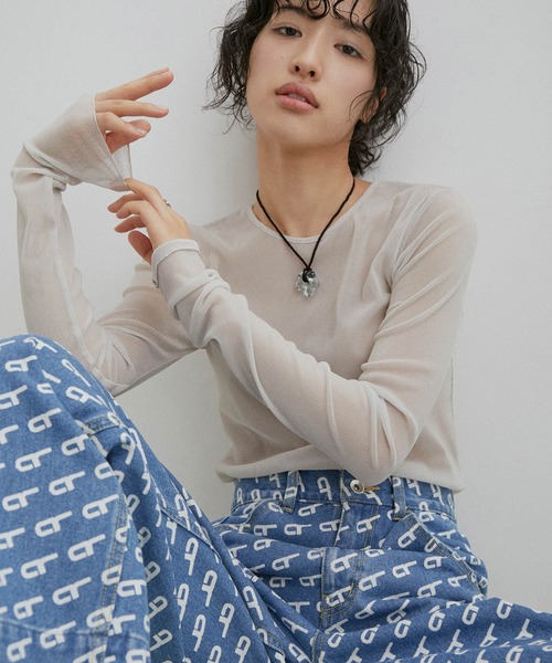 「ADAM ET ROPE'」 デニムパンツ 36 ターコイズブルー レディースの画像