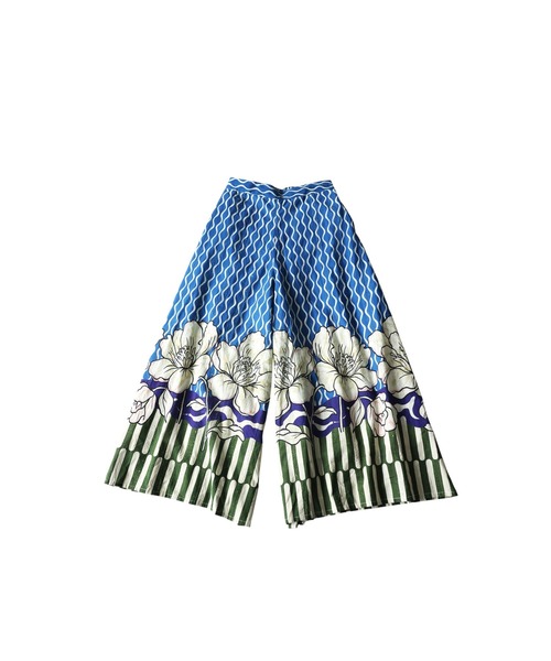 ワイドパンツ パンツ 花柄 綿100 ワイドパンツ レディースの画像