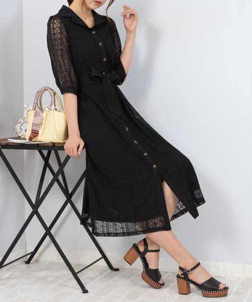 「pumpkin port」 半袖ワンピース MEDIUM ブラック レディース_画像2