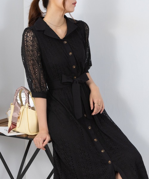 「pumpkin port」 半袖ワンピース MEDIUM ブラック レディース_画像3