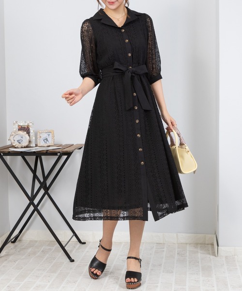 「pumpkin port」 半袖ワンピース MEDIUM ブラック レディース_画像6