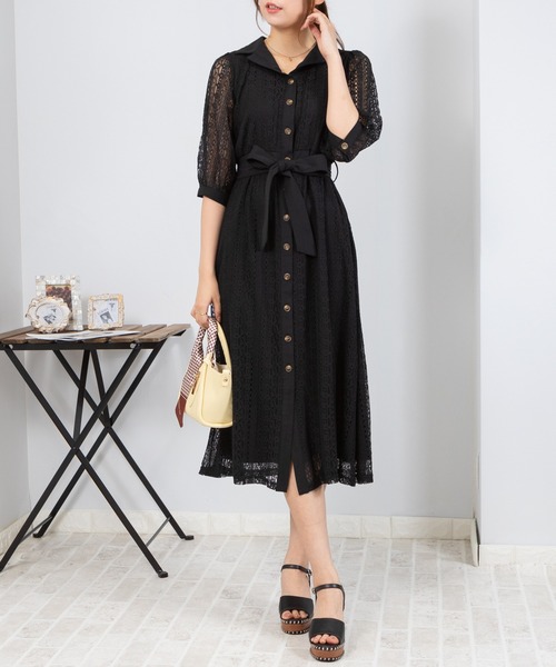 「pumpkin port」 半袖ワンピース MEDIUM ブラック レディース_画像7