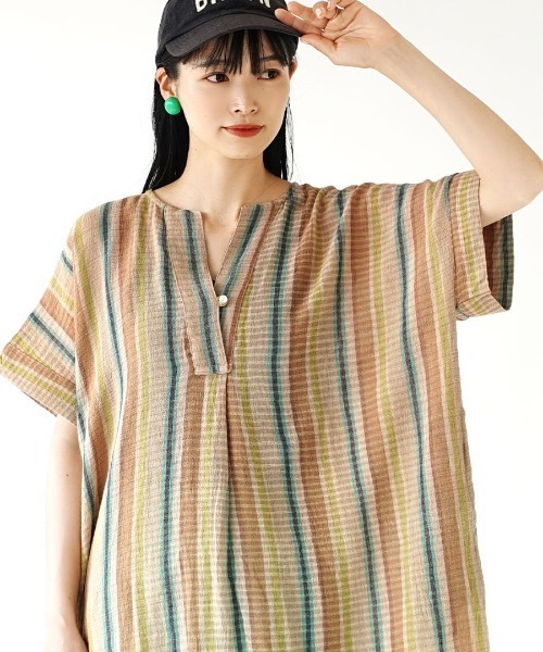 「e-zakkamania stores」 半袖ワンピース フリー ベージュ レディース_画像5