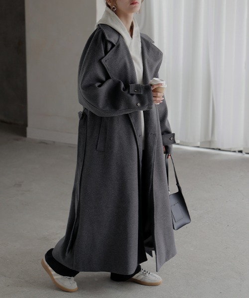 robe de chambre グレー チェスターコート HUG.U（ハグユー） コート チェスターコート マフラーいらず