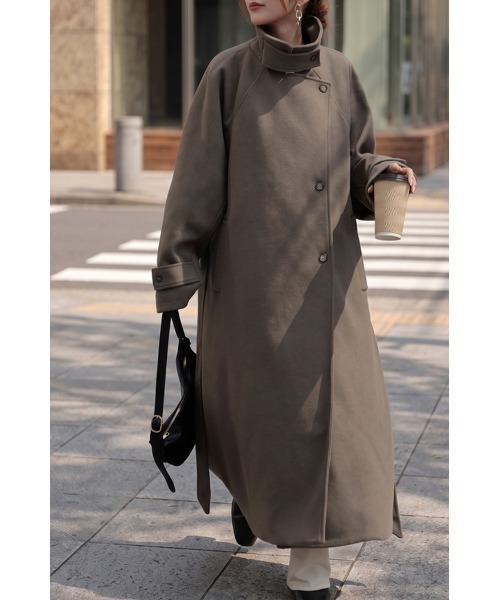 【未使用タグ付】BLANC basque ニット 切替え チェスターコート HUG.U（ハグユー） コート チェスターコート マフラーいらず
