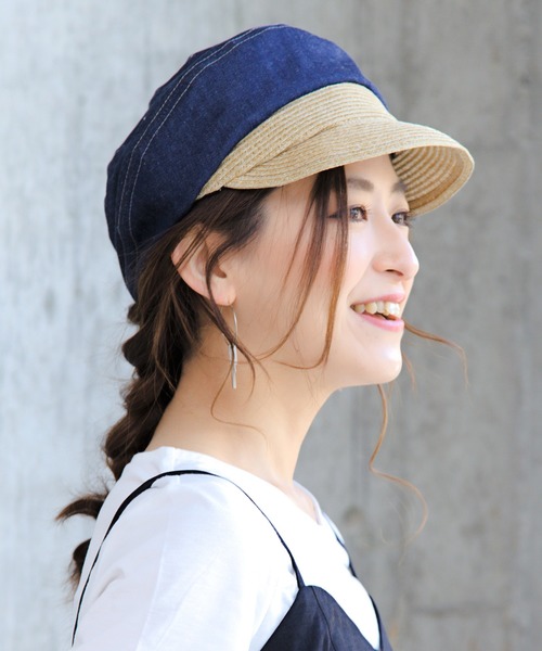 【在庫品】フリップキャスケット 14㌉デニム 綿糸ステッチ 14+ 帽子 キャスケット デニムPブレードキャスケット レディース