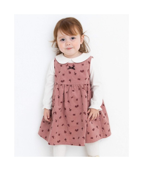 ワンピース Birthday Party リボン付き 花柄 シャツコール ジャンパースカート 70 110cm Zozotown Yahoo 店 通販 Yahoo ショッピング