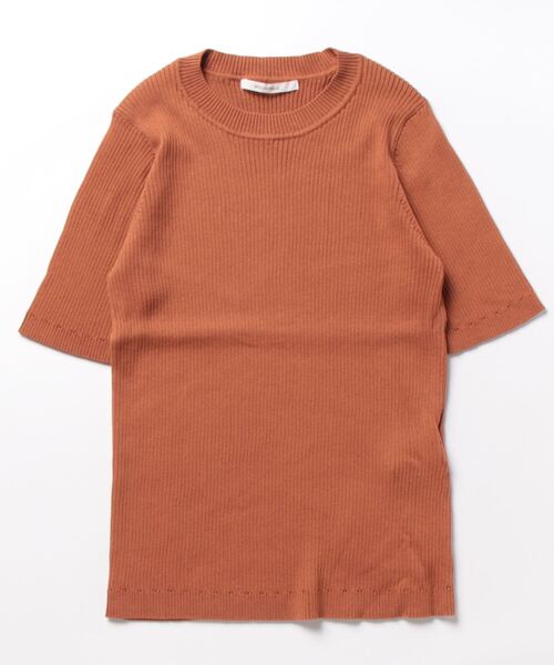 ニット セーター ハーフスリーブリブトップス レディース