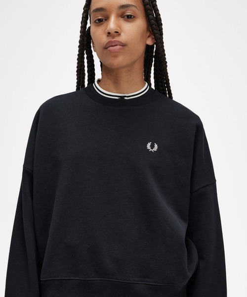 FRED PERRY／スウェットトレーナー／Sサイズ／黒 FRED PERRY トレーナー スウェット Tipped Sweatshirt／ティップ