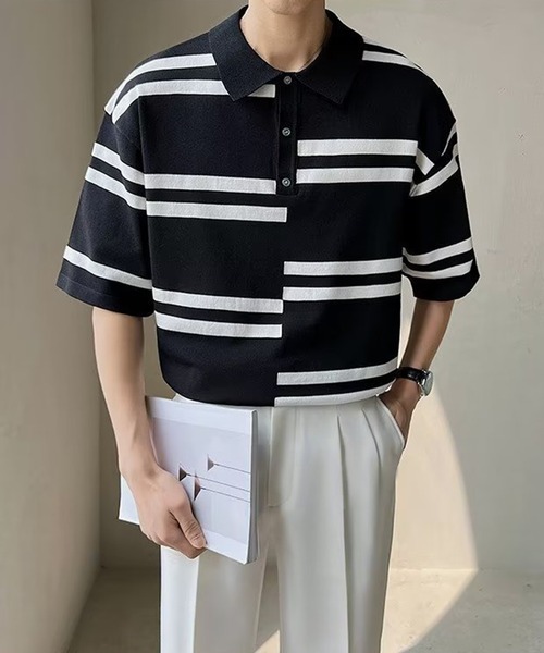 JUNYA WATANABE 半袖ボーダーポロシャツ aimoha ポロシャツ 半袖ボーダー サマーニットポロシャツ メンズ