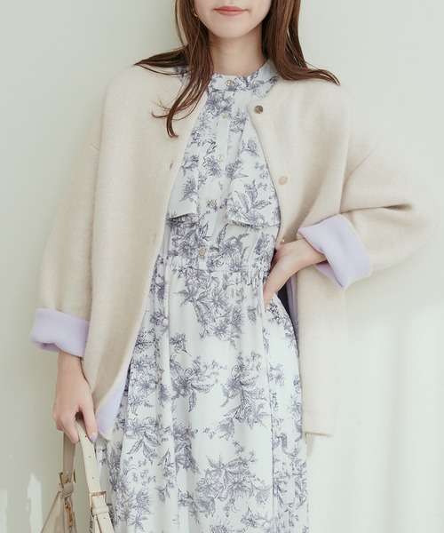 natural couture FOX混 Wフェイスニットコート FOX混Wフェースニットコート | natural couture(ナチュラル