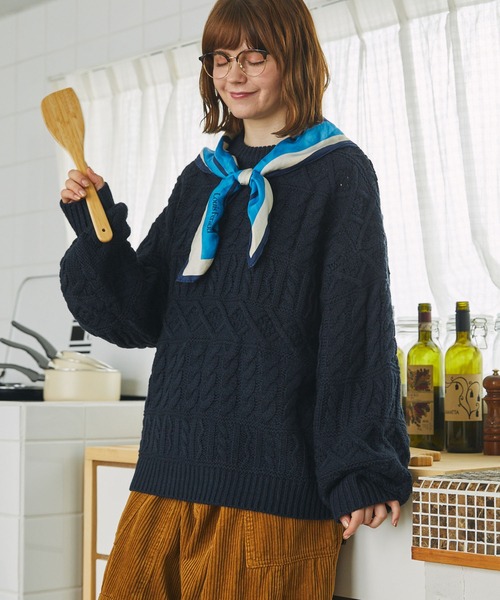 ニット セーター ケーブルアランニットプルオーバー レディース メンズ