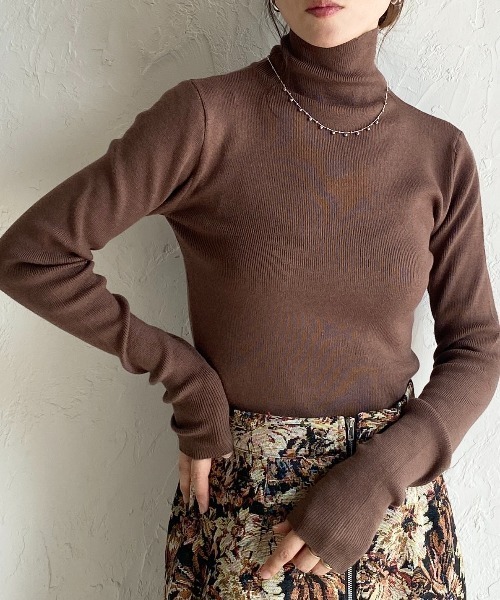 She's Closet ニット セーター ハイネックタイト長袖リブニットプル