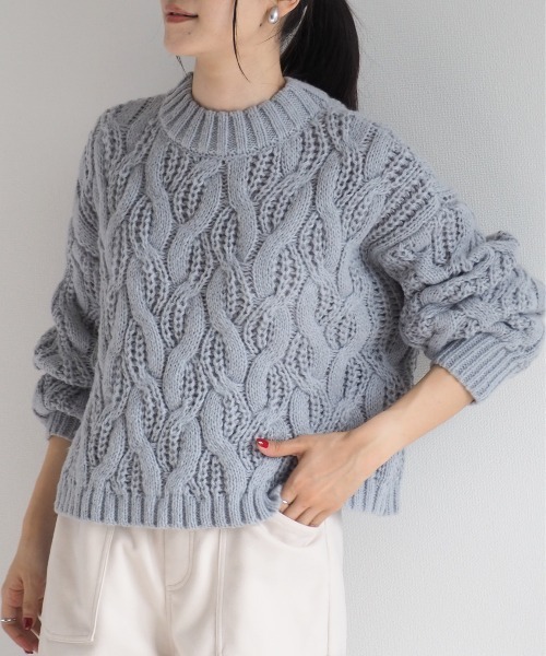 cepo（セポ） ニット セーター モックネックケーブルニット レディース
