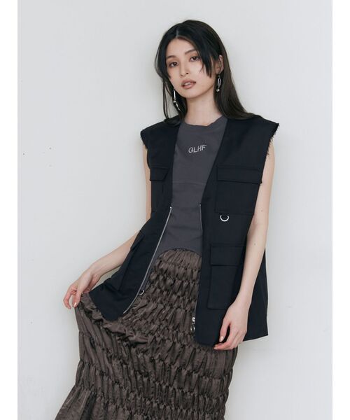 【唯一無二】 FRANKIE MORELLO 本革 ジレ ベスト モード 美品 レザーベスト 合皮 ロングベスト レディース ジレ ベスト