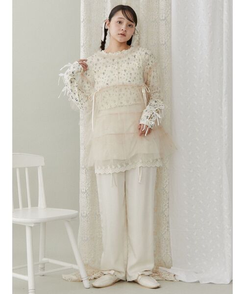 merry jenny（メリージェニー） tシャツ Tシャツ floral print レース