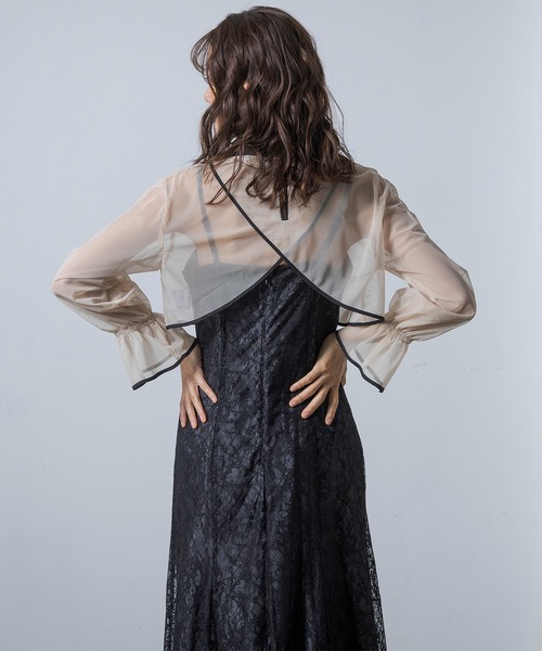 【未使用】formforma　ロングワンピース　ドレス　レース　シアー　プリーツ Lace Ladies ドレス レースプリーツ切替ロングワンピースドレス