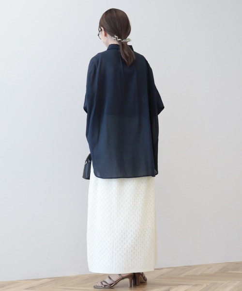 【接触冷感・S〜LLサイズ】Soalon シアーシャツ AMERICAN HOLIC ブラウス シャツ 接触冷感5分袖変形ドルマン