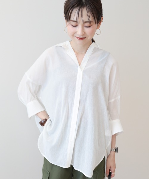 ブラウス シャツ C/T冷感 切替シアーデザインシャツ レディース ブラウス シャツ 「冷房・ 紫外線対策」選べる2タイプ シアー