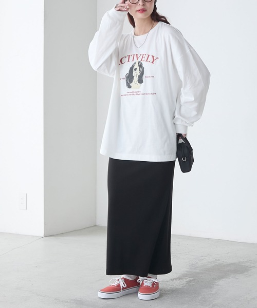 BONLECILL（ボンルシール） tシャツ DOGサガラ刺繍×プリントオーバー