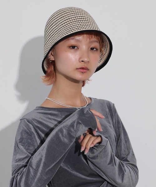 手編み帽子　手編みハット 帽子 ハット 手編み ストライプ バケット レディース : ZOZOTOWN Yahoo