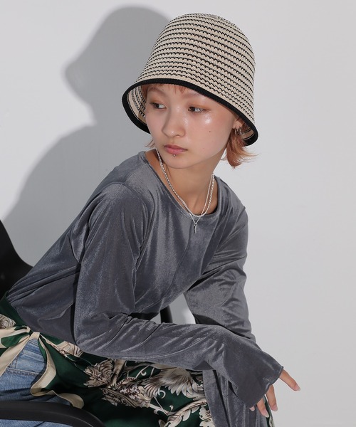 帽子 ハット 手編み ストライプ バケット レディース : ZOZOTOWN Yahoo
