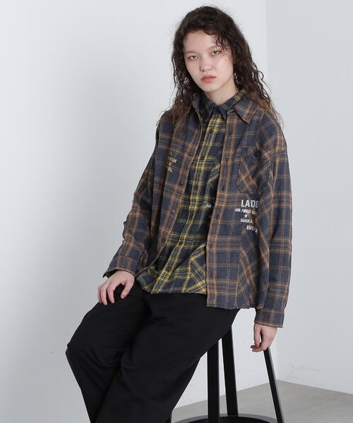 ブラウス シャツ CHEMICAL WASH CHECK SHIRT/ケミカルウォッシュ チェックシャツ レディース