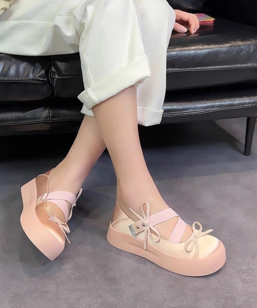 バレエシューズ パンプス リボン付き 厚底 : ZOZOTOWN Yahoo!店