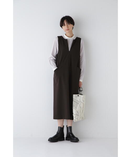 ヒューマンウーマン／定価2.8万円 快適ポンチ生地 ワンピースジャンパースカート human woman（ヒューマンウーマン） ジャンパースカート ストレッチ