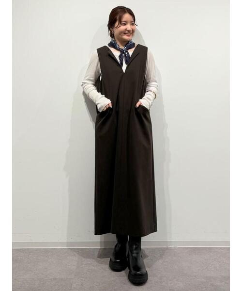 ヒューマンウーマン／定価2.8万円 快適ポンチ生地 ワンピースジャンパースカート human woman（ヒューマンウーマン） ジャンパースカート ストレッチ