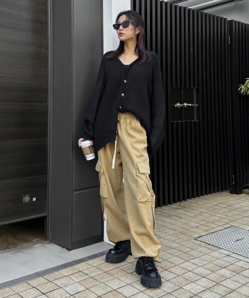 ACLENT パンツ ドロストミリタリーワイドパンツ レディース