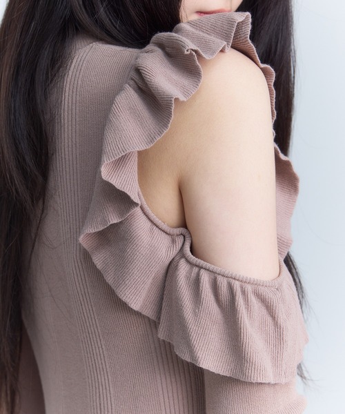 eimy istoire ワンピース カットショルダーリブニットワンピース
