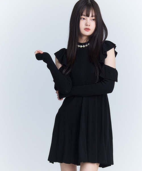 *TOTEME* リブニットワンピース eimy istoire ワンピース カットショルダーリブニットワンピース