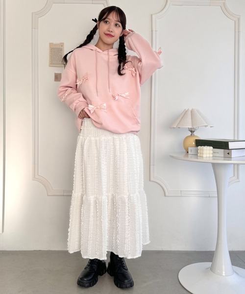 Loueme ロング スカート ホイップレースフリルロングスカート
