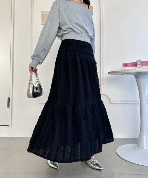 Loueme ロング スカート ホイップレースフリルロングスカート