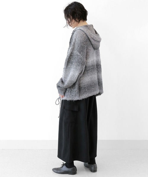 パーカー フワモコジップアップパーカー ニットトップス ニットパーカー ボリュームニットアウター モヘア風トップス ロングパイルニット