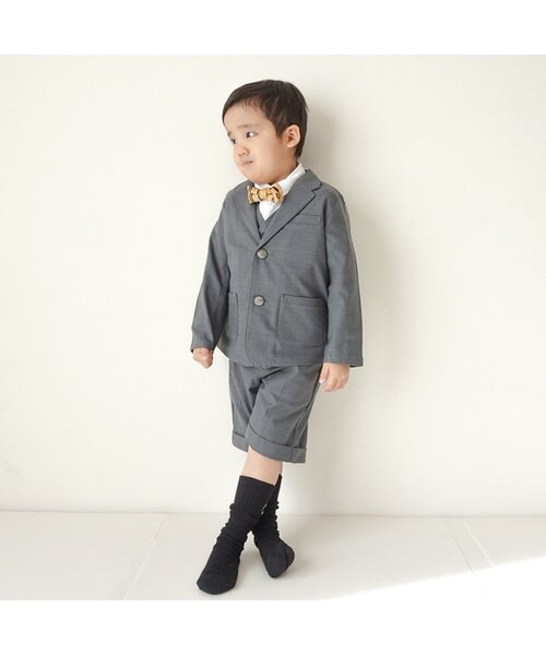 【BREEZE】120cmキッズフォーマル☆ジャケット・シャツ・パンツ・ネクタイ Boys ストライプフォーマルスーツ ネイビー 120cm(シャツ