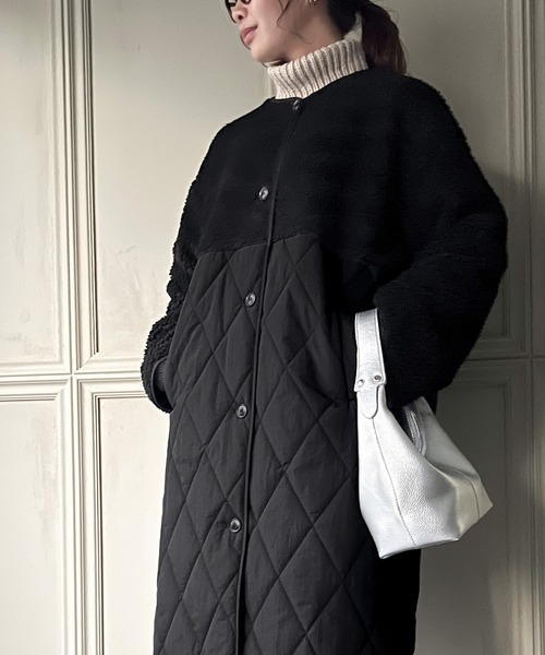「JUNOAH」 ノーカラーコート X-LARGE アイボリー レディース_画像7