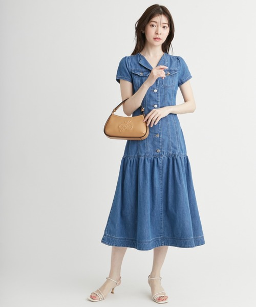 【美品】CELFORD シャツプリーツワンピース　デニム　ロング　 Aライン CELFORD（セルフォード）の「Aラインプリーツワンピース