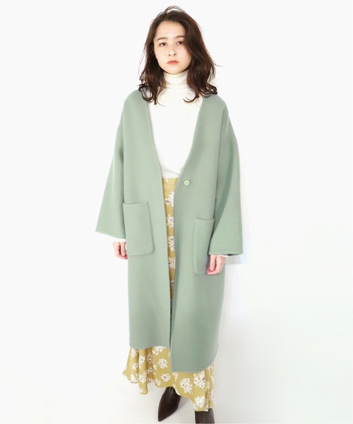 「U by SPICK&SPAN」 ノーカラーコート 38 アイボリー レディース_画像2