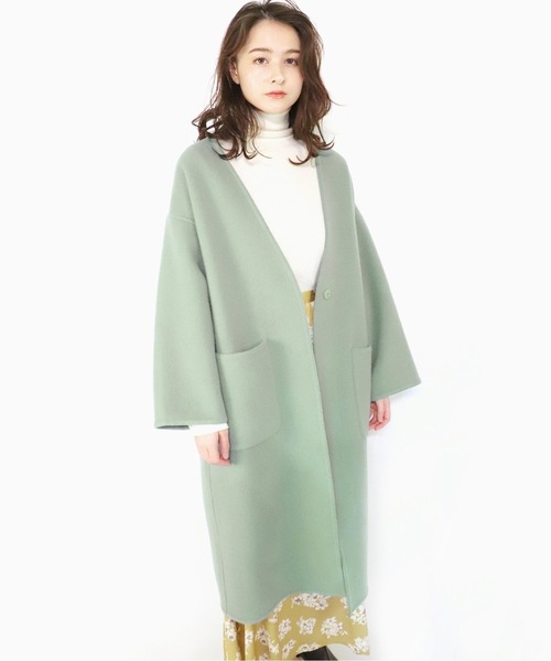 「U by SPICK&SPAN」 ノーカラーコート 38 アイボリー レディース_画像3