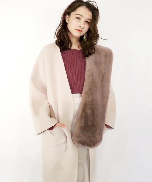 「U by SPICK&SPAN」 ノーカラーコート 38 アイボリー レディース_画像4